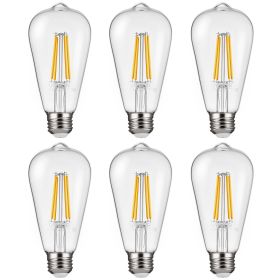 VEVOR 6 Pack Edison Bulbs LED, ST19 Vintage Edison Light Bulbs, 7W Dimmable 800 Lumens, 2700K Warm White, E26 Base LED Filament Bulb, Antique Glass S