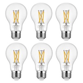VEVOR 6 Pack Edison Bulbs LED, A19 Vintage Edison Light Bulbs, 4.5W Dimmable 450 Lumens, 2700K Warm White, E26 Base LED Filament Bulb, Antique Glass