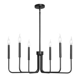 VEVOR 6-Light Chandelier, Black Farmhouse Chandelier, Adjustable Height, Dining Room Hanging Light Fixture for Ceilings, Modern Chandelier for Bedroo