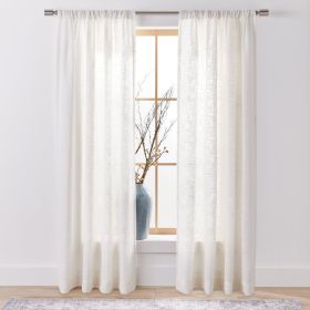 Woven Slub Rod Pocket Light Filtering Curtain Panel, 1-Piece, White, 52" W x 108" L