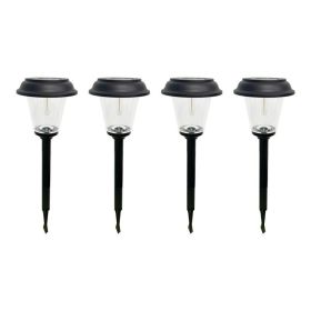Elijah Solar Powered Black Landscape Filament LED Pathway Light, 20 Lumens, 4 pack