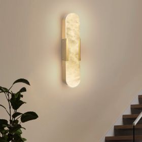19.7" Natural Marble Wall Sconce, Gold Sconces Set of Two, Indoor Modern Bathroom Sconces Wall Lighting for Living Room, Bedroom, Hallway, Stairs