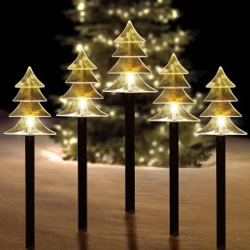 ILLUMINEW Outdoor Christmas Decorations, Solar Christmas Pathway Lights, Set of 5 Waterproof Landscape Christmas Lights