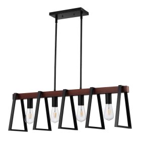 VEVOR 4-Light Kitchen Island Pendant Lights, 60W, Adjustable Dining Room Light Fixture with 2 x 6'' and 6 x 12'' Rods, Industrial Metal Frame Farmhou