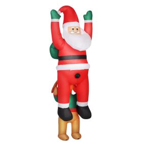 7FT Hanging Christmas Inflatable Santa with Dog, Christmas Blow Up Decoration with Built-in LED Lights for Garden