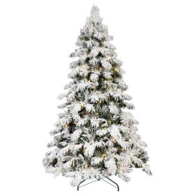 7ft Prelit Snow Flocked Christmas Tree with 360 Warm White Lights for Bedroom Living Room Indoor Outdoor