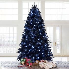 6FT Pre-Lit Black Christmas Tree with 350 Lights, 1460 Tips Artificial Holiday Tree for Halloween & Christmas Decorations