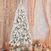 6ft Automatic PVC/Hard Needle Mixed  Flocked Tree With Lights Fireproof Artificial flocking Christmas Tree