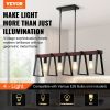 VEVOR 4-Light Kitchen Island Pendant Lights, 60W, Adjustable Dining Room Light Fixture with 2 x 6'' and 6 x 12'' Rods, Industrial Metal Frame Farmhou