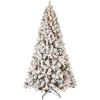 9FT Pre-Lit Flocked Christmas Tree, Hinged Artificial Xmas Tree/Premium PVC Branches, 650 Lights