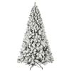 9FT Pre-Lit Flocked Christmas Tree, Hinged Artificial Xmas Tree/Premium PVC Branches, 650 Lights