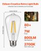 VEVOR 6 Pack Edison Bulbs LED, ST19 Vintage Edison Light Bulbs, 7W Dimmable 800 Lumens, 2700K Warm White, E26 Base LED Filament Bulb, Antique Glass S