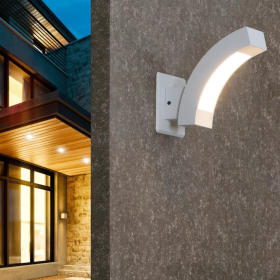 Inowel Wall Lights Outdoor Wall Sconce Modern LED Patio Porch Lights Aluminum Exterior Light Fixture Waterproof IP54 for Hallway House Backyard Garag (Color: White)